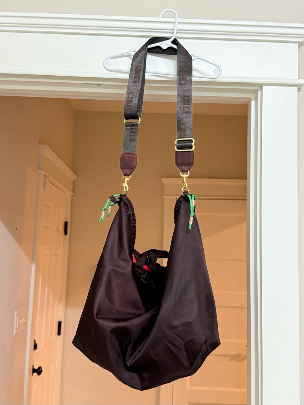 Clare V Sac Tout in Brown Nylon with Green Accents - Picture 4 of 7